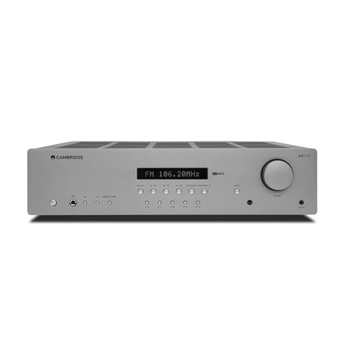 Cambridge Audio AXR100 - Receptor estéreo HiFi Independiente de 100 vatios con Etapa de Fono integrada Radio FM/Am y Bluetooth 5.0 - Gris Lunar