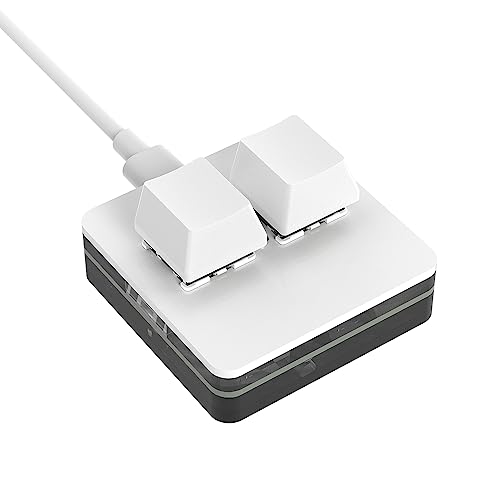 BRIMFORD Teclados de Juego programables USB-C Personalizados Copiar Pegar 2 Teclas con luz LED Teclado mecánico Intercambiable en Caliente (White no Word)