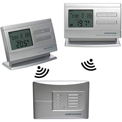 COMPUTHERM Q8RF Multi-Zona: 2 x termostatos digitales programables inalámbricos & 1 regulador móvil para calefacción, aire acondocionado y suelo radiante
