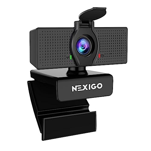 NexiGo N60 1080P Webcam con Micrófono, Campo de visión Ajustable, Zoom, Control por Software & Cubierta de Privacidad, USB para Computadora, FOV de 110°, Plug & Play, para Zoom/Skype/Teams