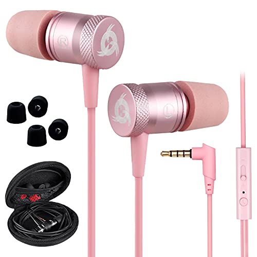 KLIM Fusion - Auriculares con micrófono para móvil + Garantía 5 años + Innovadora Espuma de Memoria + Jack 3,5 mm + Compatibles con Smartphone, Tablet, Consola, PC - Nueva Versión 2024 - Rosa Oro