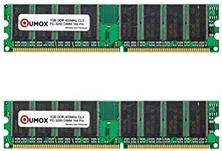 QUMOX Memoria DDR DIMM 2GB(2 x 1GB) 400Mhz PC3200 (184PIN) para Computadora de Escritorio