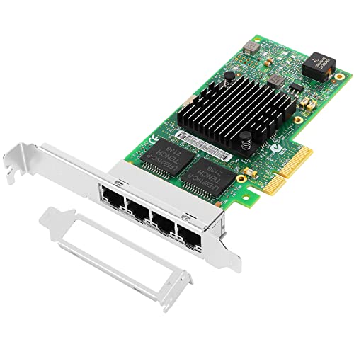 Euqvos para Intel I350-T4 4 puertos (Quad) 1.25G Gigabit Ethernet PCI Express 2.0 PCI-E Tarjeta adaptadora de red (NIC) 10/100/1000 Tarjeta de 4 carriles de Mbps con chipset Intel I350AM2 4xRJ45