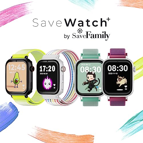 SaveFamily SaveWatch Plus 4G. Reloj Inteligente niño. Llamada, Vídeo, Face ID, Correas Personalizables, UltraSlim, Fondos de Pantalla, Música, Bluetooth, App Store (Verde Mint)