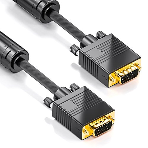 deleyCON 0,5m Cable VGA 15pin - Cable de Monitor S-VGA Conector D-Sub 1080p Full HD Protegido Protector 2 Filtro de Ferrita Contactos Chapados en Oro