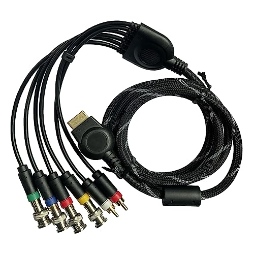Jerilla PS2/PS3 RGBS Componente Cable, Cables de Componentes de Audio y Vídeo AV 1.8m Cable RGB RGBs con 4 Conectores BNC para Consola PS2/PS3, Monitor CRT