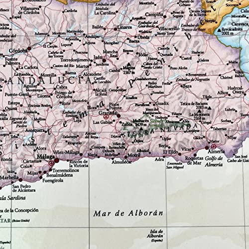 Maps International - Mapa España y Portugal, póster clásico con el mapa España, plastificado – 59,4 x 42 cm – Colores clásicos